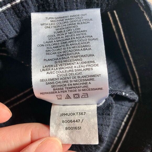 Jones New York Black White Strips Tie Bottom Capped Sleeves Medium - Picture 7 of 7